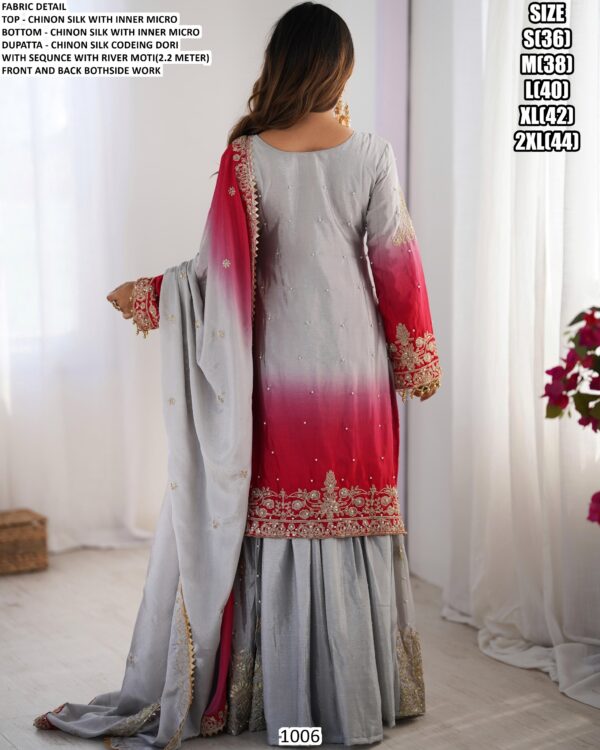 Lovely Worked Chinon Silk Wedding Wear Ombre Printed Salwar Kameez Suits