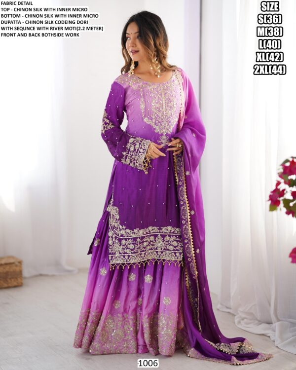 Lovely Worked Chinon Silk Wedding Wear Ombre Printed Salwar Kameez Suits