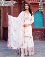 Beautiful Designer Salwar Suits Of Faux Georgette Fabric With Fancy Lace And Dupatta