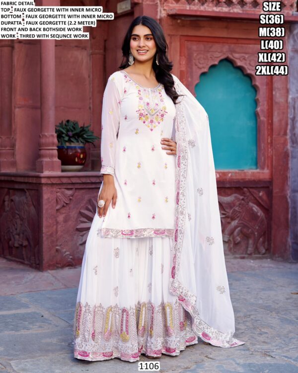 Beautiful Designer Salwar Suits Of Faux Georgette Fabric With Fancy Lace And Dupatta