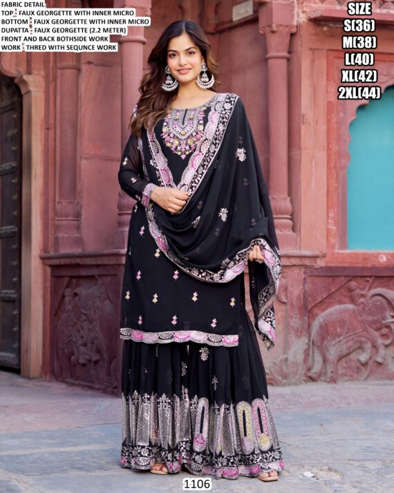Beautiful Designer Salwar Suits Of Faux Georgette Fabric With Fancy Lace And Dupatta