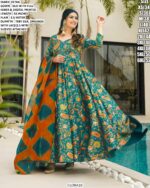 Our Multi Colour Silk Digital Print Work Gown Sets Wearing In Any Ceremonial