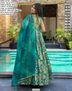 Our Multi Colour Silk Digital Print Work Gown Sets Wearing In Any Ceremonial