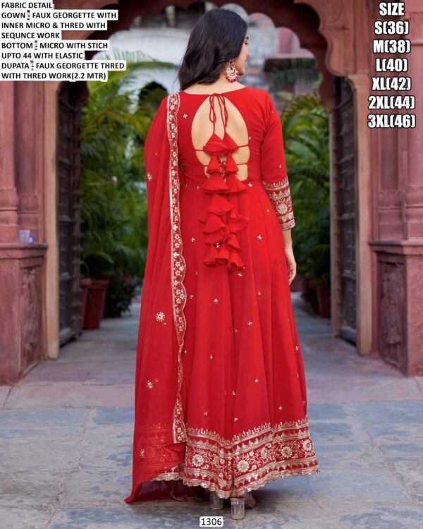 Faux Georgette Gown Dresses In Two Colours With Thread And Sequins Work