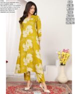 Women's Premium Rayon And Chanderi Fabric Straight Solid Kurti Pant Sets