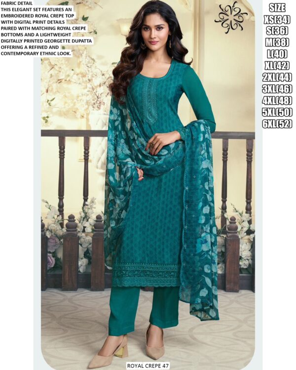 Royal Crepe 47 Series Indian Designer Festive Style Salwar Kameez Online For Women