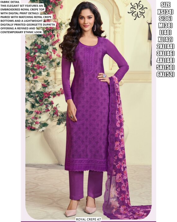 Royal Crepe 47 Series Indian Designer Festive Style Salwar Kameez Online For Women