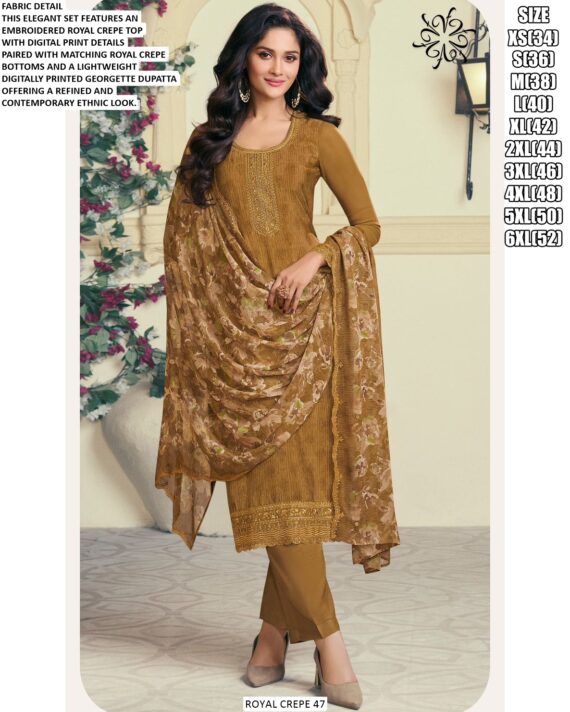Royal Crepe 47 Series Indian Designer Festive Style Salwar Kameez Online For Women