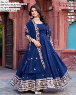 Blue And Wine Two Colours In Faux Georgette Party Wear Designer Gown And Dupatta