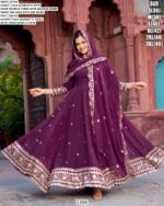 Blue And Wine Two Colours In Faux Georgette Party Wear Designer Gown And Dupatta