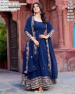 Blue And Wine Two Colours In Faux Georgette Party Wear Designer Gown And Dupatta