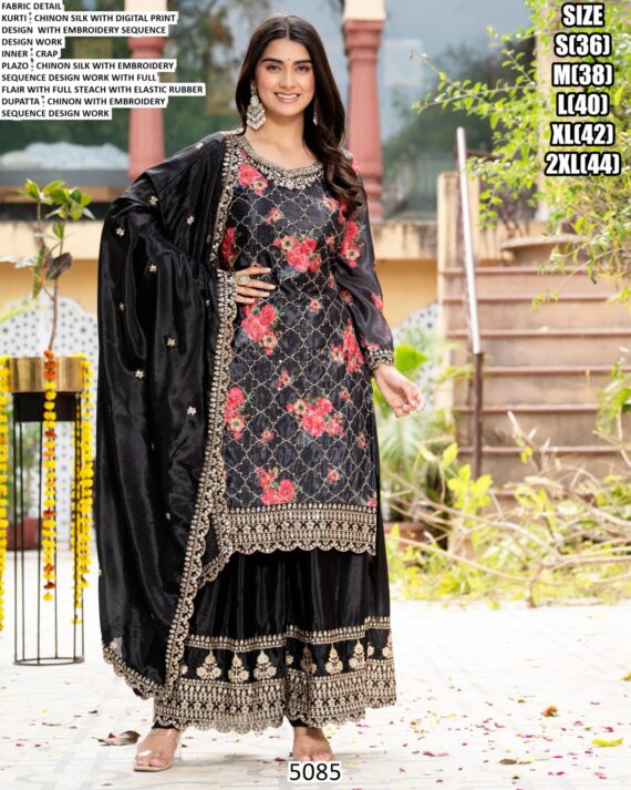 Chinon Silk Flower Designer Readymade Indian Pakistani Salwar Suits!