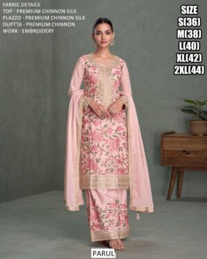Floral Designer Party Wear Readymade Premium Chinon Silk Salwar Kameez Suits