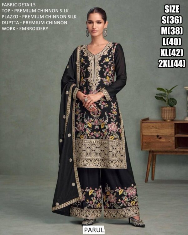 Floral Designer Party Wear Readymade Premium Chinon Silk Salwar Kameez Suits