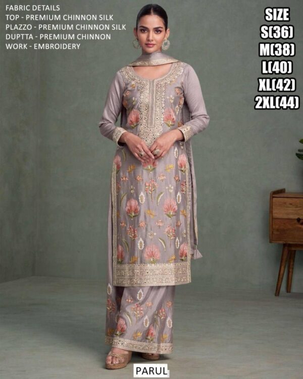 Floral Designer Party Wear Readymade Premium Chinon Silk Salwar Kameez Suits
