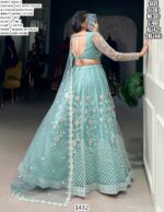 Engagement Special! Awesome Thread Embroidered Sky Blue Net Lehenga Choli