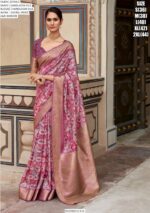 Handloom Silk Print Work And Zari Lace Bordered Function Wear Un-Stitched Sarees