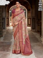 Handloom Silk Print Work And Zari Lace Bordered Function Wear Un-Stitched Sarees