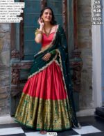 South Indian Style Lehenga Choli Narayana Pattu With Zari Weaving Work