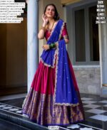 South Indian Style Lehenga Choli Narayana Pattu With Zari Weaving Work