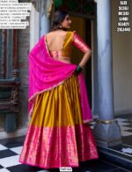 South Indian Style Lehenga Choli Narayana Pattu With Zari Weaving Work