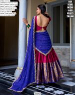 South Indian Style Lehenga Choli Narayana Pattu With Zari Weaving Work
