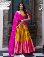 South Indian Style Lehenga Choli Narayana Pattu With Zari Weaving Work