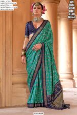 Classic Super Silk Stud Work With Patola Design Sarees For Festivals