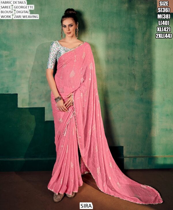 Women's Weaving Pure Georgette Saree With Un-Stitched Blouse Piece