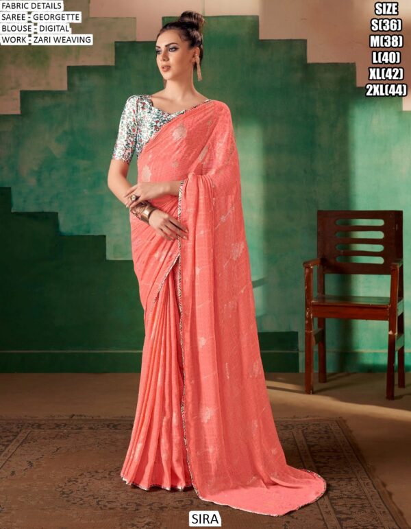 Women's Weaving Pure Georgette Saree With Un-Stitched Blouse Piece