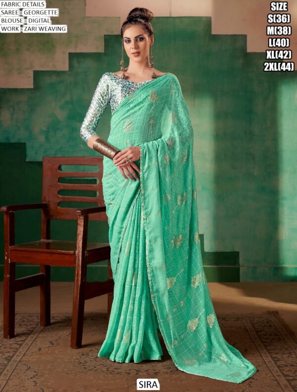 Women's Weaving Pure Georgette Saree With Un-Stitched Blouse Piece