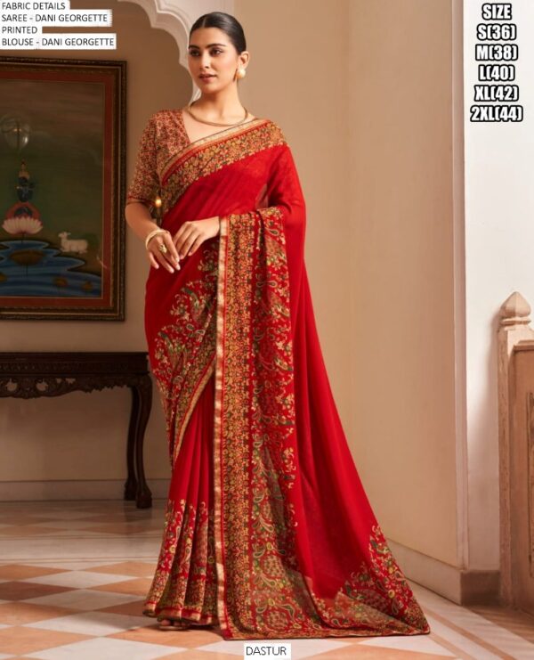 Lovely Printed Dani Georgette Ethnic Style Sarees For Every Occasions