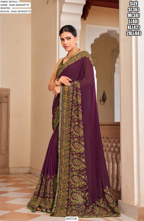 Lovely Printed Dani Georgette Ethnic Style Sarees For Every Occasions