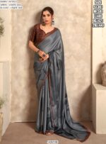 Party Wear Silk Satin Crape Sarees With Beautiful Print In Multi-Colours