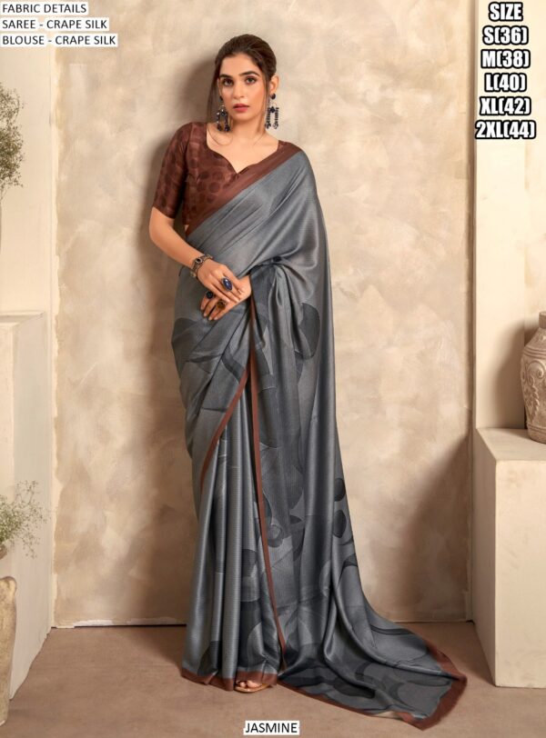 Party Wear Silk Satin Crape Sarees With Beautiful Print In Multi-Colours