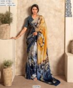 Party Wear Silk Satin Crape Sarees With Beautiful Print In Multi-Colours