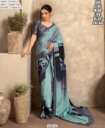 Party Wear Silk Satin Crape Sarees With Beautiful Print In Multi-Colours
