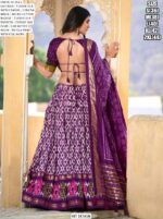 Incredible Ikkat Patola Printed Tussar Silk Semi-Stitched Chaniya Choli