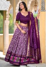 Incredible Ikkat Patola Printed Tussar Silk Semi-Stitched Chaniya Choli