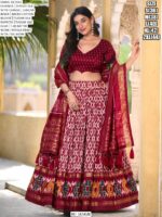 Incredible Ikkat Patola Printed Tussar Silk Semi-Stitched Chaniya Choli