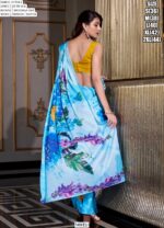 Cocktail Party Wear Satin Silk Hotfix Work Bollywood Style Saree With Blouse