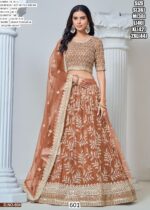 Pretty Net Sequins And Thread Embroidered Lehenga Choli For Brides