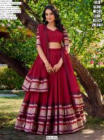 Graceful Elegance: Pure Chanderi South Indian Lehenga Choli Adorned With Zari Weaving Work