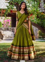 Graceful Elegance: Pure Chanderi South Indian Lehenga Choli Adorned With Zari Weaving Work