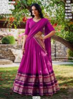Graceful Elegance: Pure Chanderi South Indian Lehenga Choli Adorned With Zari Weaving Work