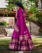 Graceful Elegance: Pure Chanderi South Indian Lehenga Choli Adorned With Zari Weaving Work