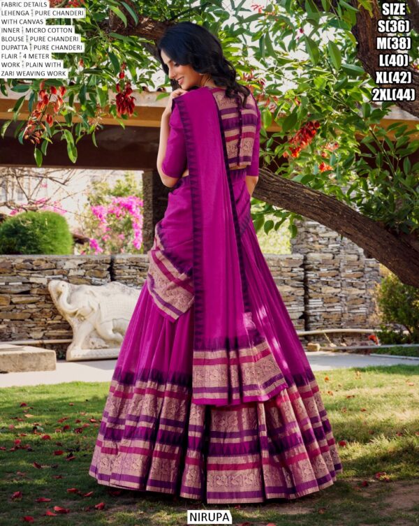 Graceful Elegance: Pure Chanderi South Indian Lehenga Choli Adorned With Zari Weaving Work