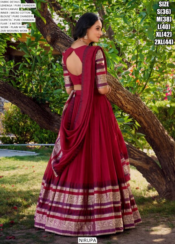 Graceful Elegance: Pure Chanderi South Indian Lehenga Choli Adorned With Zari Weaving Work