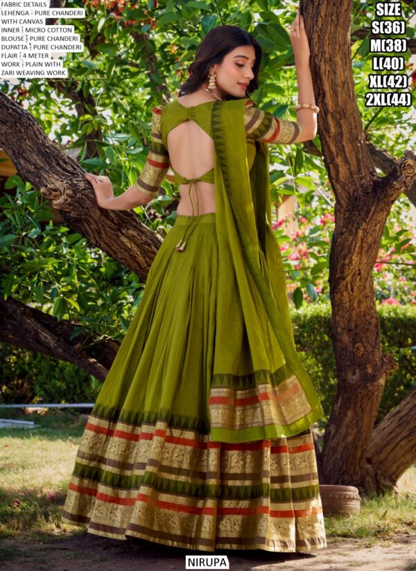 Graceful Elegance: Pure Chanderi South Indian Lehenga Choli Adorned With Zari Weaving Work
