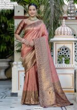 Classic Style Kanjivaram Silk Meenakari Worked Festive Wear Un-Stitched Sarees